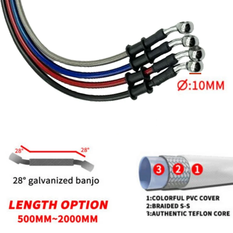 Silver 30cm To 220cm 28° 10mm  - огляд і ціна Motorcycle Brake Cable