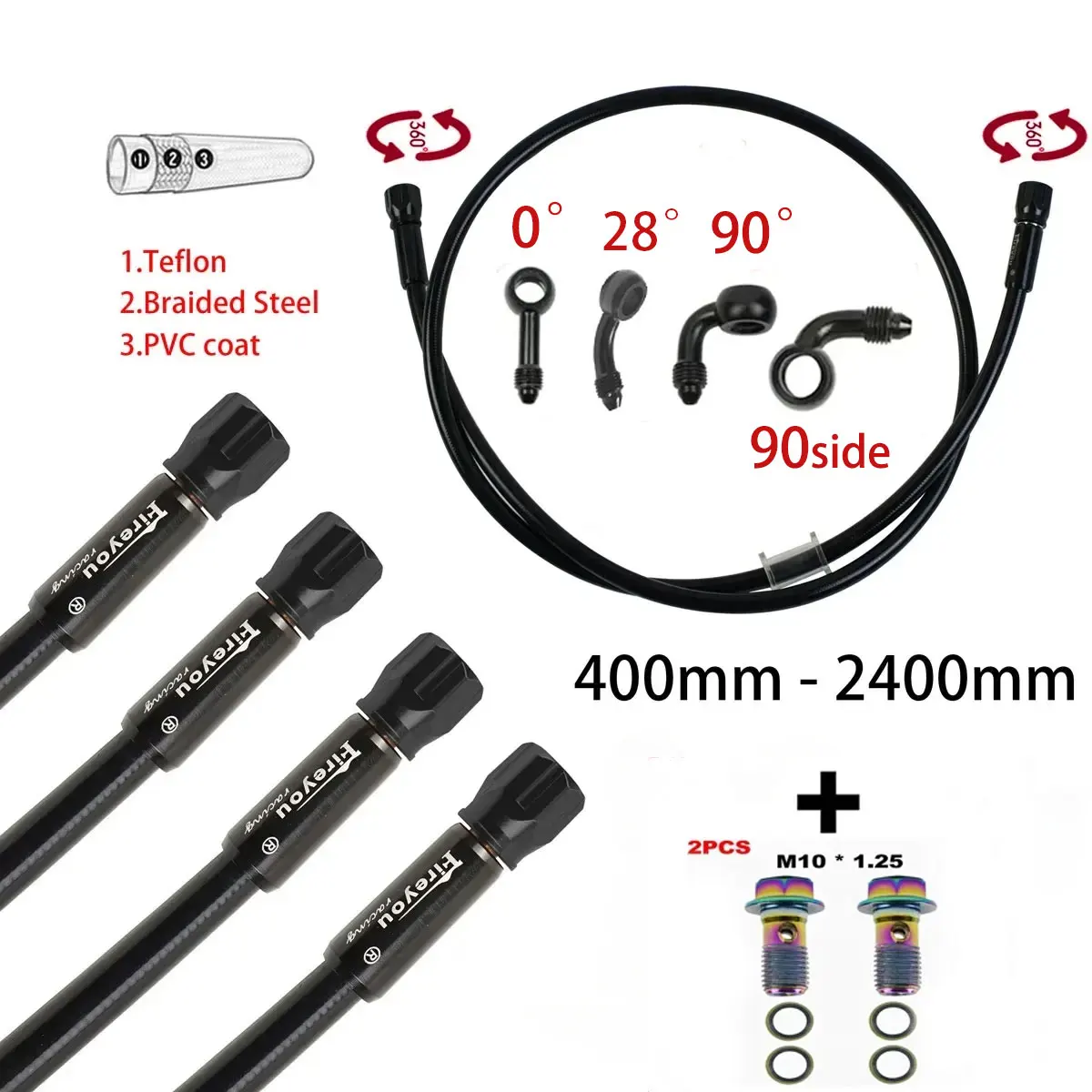 AN3 Braided Brake Hose Motorcy - огляд і ціна Motorcycle Brake Cable